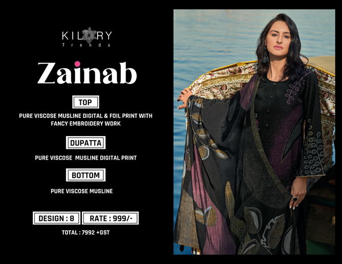 Zainab By Kilory Viscose Digital Foil Printed Salwar Kameez Wholesale Online
